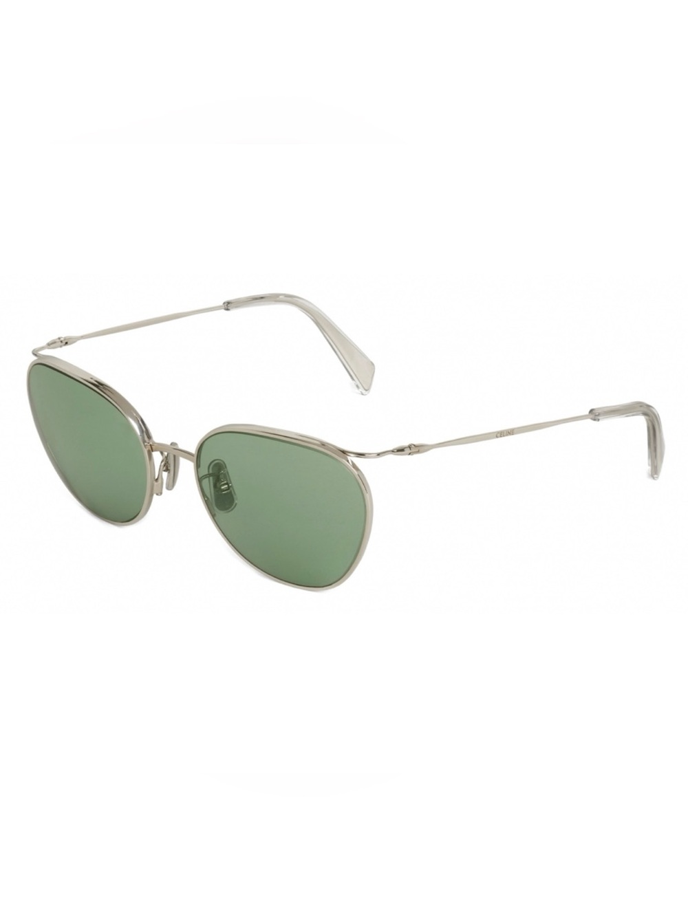 Celine Silver Frame Sunglasses with Green Lenses (NEVER WORN)